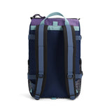 Topo Designs Rover Pack Classic backpack in Loganberry crackle finish, showing front view with adjustable straps and logo detail.