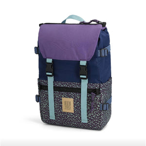 Topo Designs Rover Pack Classic backpack with multiple compartments and padded shoulder straps, shown in a sleek, durable design.