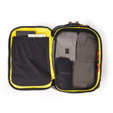Topo Designs Global Travel Backpack with multiple compartments, padded straps, and durable fabric for comfortable travel.
