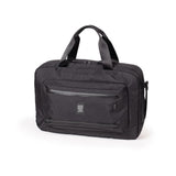 Large image of Topo Designs Global Pro 3-Way Briefcase showcasing its durable black exterior, multiple compartments, and sturdy handle.