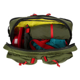 Topo Designs Global Briefcase in olive green with leather accents, showcasing durable fabric and functional design for everyday use.