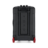 Topo Designs Apex Roller carry-on luggage in black grid with durable wheels and streamlined design for travel.
