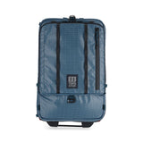 Topo Designs Apex Roller carry-on luggage in pond blue grid with durable fabric and sleek design for travel.