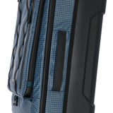 Topo Designs Apex Roller carry-on luggage in Pond Blue Grid with durable fabric and sleek design for travel.