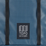 Topo Designs Apex Roller carry-on luggage in Pond Blue Grid with durable fabric and compact design for easy travel.