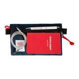 Set of Navy Topo Designs accessory bags in small, medium, and micro sizes for packing organization and travel storage.