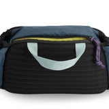 Topo Designs Mountain Hydro Hip Pack waist pack in pond blue with spice accents, featuring a compact, functional design.