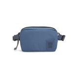 Topo Designs Ripstop Belt Bag in stone blue, front view showing durable ripstop fabric and adjustable waist strap.