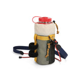 Back view of Topo Designs Mountain Hydro Sling water bottle sling with a beetle design in green and black.