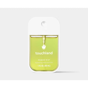 Touchland Power Mist 30ml spray bottle with aloe vera for refreshing skin hydration and sanitizer.