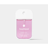 Touchland Power Mist 30ml bottle with aloe vera, featuring a sleek design and clear spray nozzle for refreshing skin hydration.