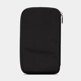 Travelon family passport zip wallet with multiple compartments and secure zipper closure, designed for organizing passports and travel documents.