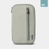 Travelon family passport zip wallet with multiple compartments and secure zipper closure for travel organization.