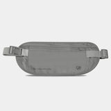 Travelon RFID undercover waist pack with multiple compartments and adjustable strap, designed for secure travel organization.
