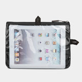 Travelon Seat Pack Organizer for travel essentials, showing multiple compartments and adjustable straps in a compact design