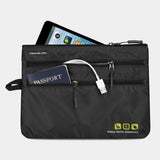 Travelon Seat Pack Organizer for travel essentials, showing compact storage with multiple compartments for organization.