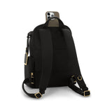 Tumi Voyageur Celina Medium Backpack in black with adjustable straps and multiple compartments, designed for everyday use.