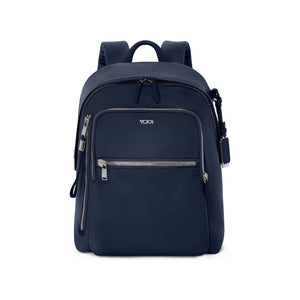 Tumi Voyageur Halsey backpack with multiple compartments and adjustable straps, stylish black design for everyday use.