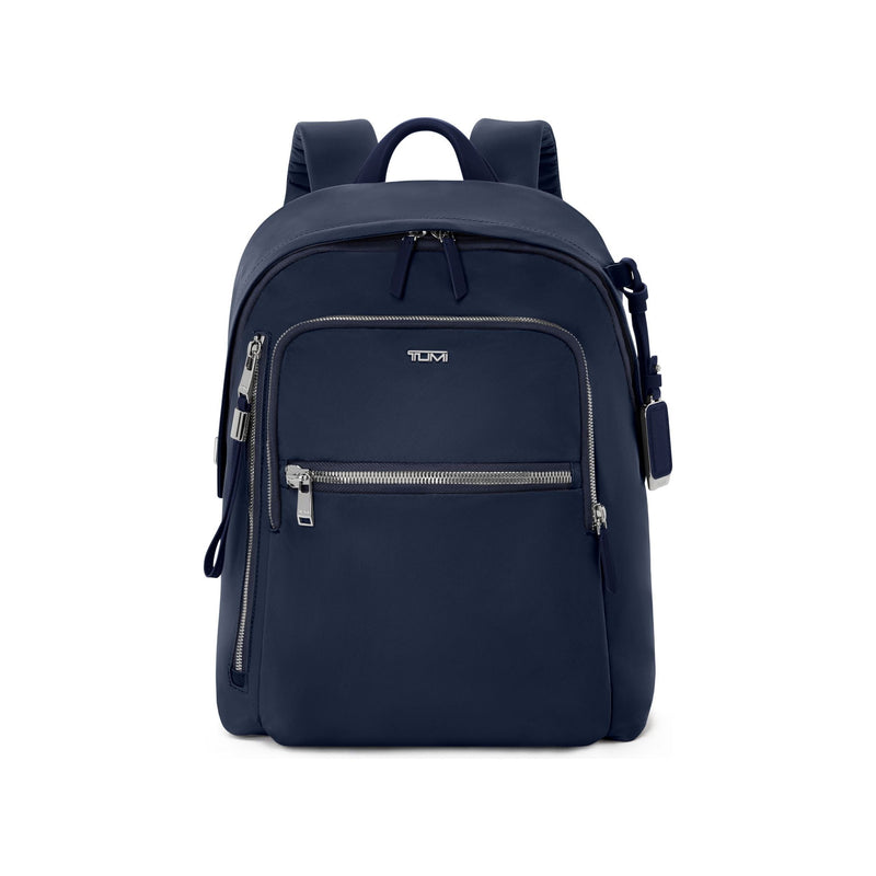 Tumi Voyageur Halsey backpack with multiple compartments and adjustable straps, stylish black design for everyday use.