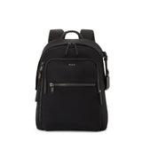 Tumi Voyageur Halsey Backpack with multiple compartments, adjustable straps, and sleek black design for everyday use