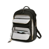 Tumi Voyageur Montana backpack in tan with multiple compartments and adjustable straps, designed for stylish everyday use.