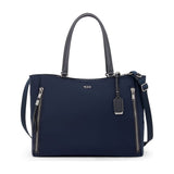 Tumi Voyageur Valetta large tote bag in black with leather handles and spacious interior for everyday use