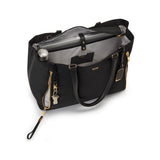 Tumi Voyageur Valetta large tote bag in black with spacious interior and sturdy handles, ideal for travel and daily use.