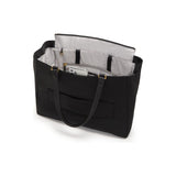 Tumi Voyageur Valetta large tote bag in black with dual shoulder straps and spacious interior for travel and daily use.