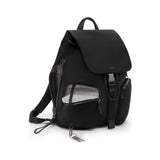 Tumi Voyageur Ramsay Backpack in black with multiple compartments, adjustable straps, and sleek design for travel and daily use.