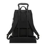 Tumi Voyageur Ramsay Backpack in black with multiple compartments, adjustable straps, and sleek design for travel and daily use.