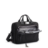 Tumi Organizer Briefcase in black with multiple compartments and sleek design for professional use.