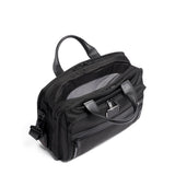 Tumi Organizer Briefcase with multiple compartments and sleek black design for professional storage and organization.