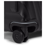 Black Tumi 19 Degree Frame checked luggage with textured surface, designed for extended trips and durable travel.