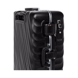 Black Tumi 19 Degree Frame checked luggage with textured finish, designed for short trips, showcasing durable hard-shell construction.