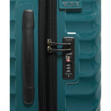 Navy Tumi 19 Degree polycarbonate checked luggage with extended trip design, durable and lightweight for travel.