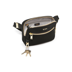 Tumi Voyageur Sedona Crossbody Bag in black with adjustable strap and multiple compartments for everyday use.