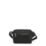 Tumi Voyageur Sedona crossbody sling bag in black with gunmetal accents, featuring adjustable strap and multiple compartments.