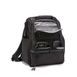 Tumi Alpha Laptop Compact Brief with padded compartment, multiple pockets, and sleek black design for professional use.