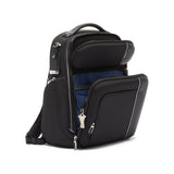 Tumi Arrivé Barker Backpack in black with multiple compartments and adjustable straps, designed for stylish everyday use.