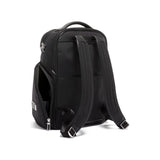 Tumi Arrivé Barker Backpack in black with multiple compartments and padded straps, designed for versatile everyday use