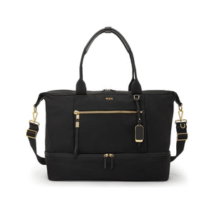 Tumi Voyageur Contine Weekender duffel bag in durable fabric with leather accents, designed for travel and carry-on convenience.