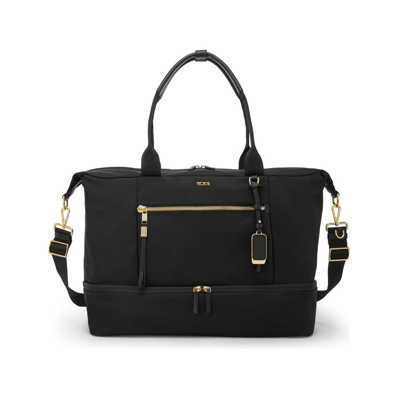 Tumi Voyageur Contine Weekender duffel bag in durable fabric with leather accents, designed for travel and carry-on convenience.