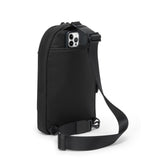 Tumi Alpha Sling bag in black with adjustable strap, compact and stylish design for everyday use.