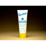 Vacation Classic Lotion SPF 30 bottle with white and blue packaging, featuring a pump dispenser for easy application.