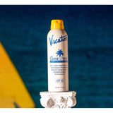 Vacation Classic Spray 30spf sunscreen bottle, outdoor sun protection product with pump dispenser for face and body.