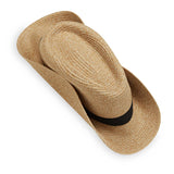 Beige Palm Beach UPF 50+ Fedora packable hat by Wallaroo Hat Company, stylish sun protection accessory with a wide brim.