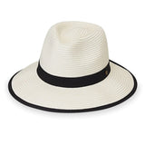 Beige Gabi UPF 50+ packable hat by Wallaroo Hat Company, featuring wide brim and lightweight, foldable design for sun protection.