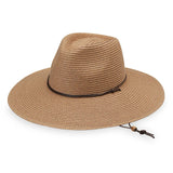Camel Sanibel UPF 50+ packable hat by Wallaroo Hat Company, lightweight and sun protection for outdoor wear.