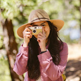 Camel Sanibel UPF 50+ packable hat by Wallaroo Hat Company, lightweight and sun protection for outdoor wear.