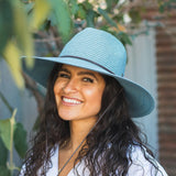 Camel Sanibel UPF 50+ packable hat by Wallaroo Hat Company, lightweight hat with wide brim and foldable design for sun protection.